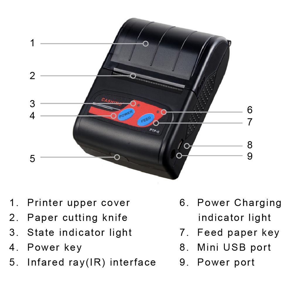 58mm mini portable bluetooth thermal printer for mobile laptop tablet